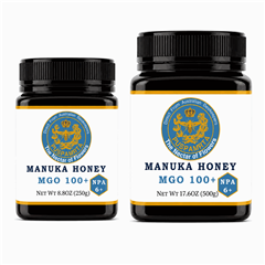Puspamrta MGO 100+ Australian Manuka Honey 250g and 500g jars available online at Evithi